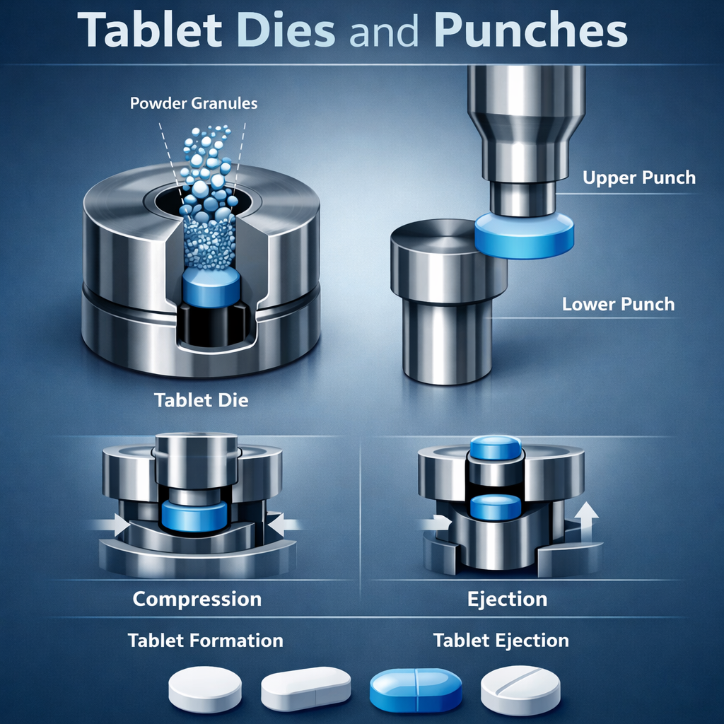 Tablet dies and punches — precision tooling for rotary tablet press machines