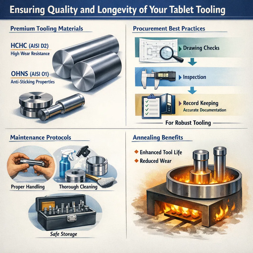 Ensuring quality and longevity of tablet tooling — material and maintenance guide